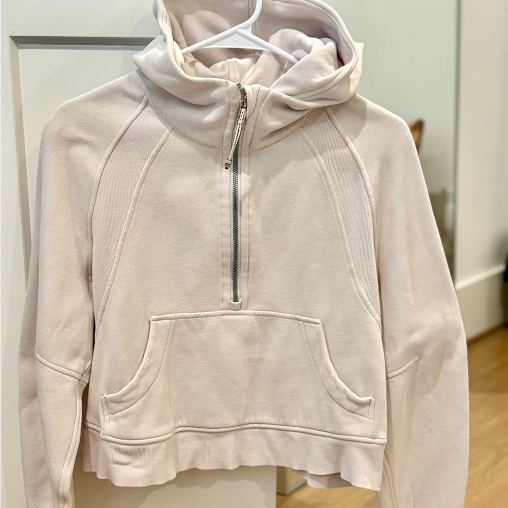 Cream Lulu Lemon Hooded Scuba with Front Pocket